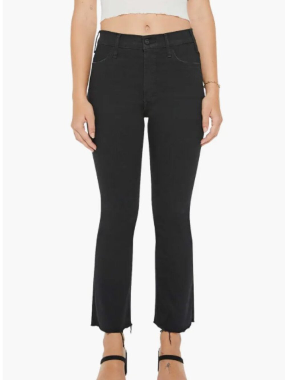 Mother Jeans Lil' Hustler High Waist Frayed Hem Ankle Jeans